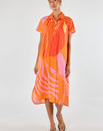 Papillon Button Dress Orange