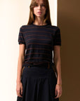 Sable Tee Stripe Ink/Choc