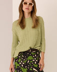 Vaun Cable Knit Tee Pistachio