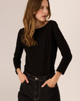 Silas Boat Neck Tee Black