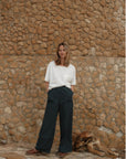 Straight Poplin Pant Navy