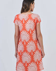 Sunset Palm Capped Sleeve Dress