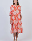 Sunset Palm 3/4 Sleeve Shirt Dress
