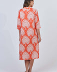 Sunset Palm 3/4 Sleeve Shirt Dress
