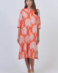 Sunset Palm 3/4 Sleeve Shirt Dress