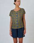 Round Neck Button Top Motif