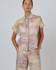 Concealed Button Linen Top Jardin