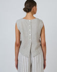 Button Back Linen Tank Mousse