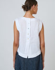 Button Back Tank White