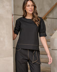 Black Round Neck Top