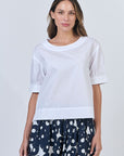 White Round Neck Top