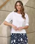 White Round Neck Top