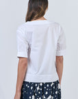 White Round Neck Top