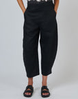 Tulip Cropped Linen Pant Black