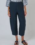 Tulip Cropped Linen Pant Gunsmoke