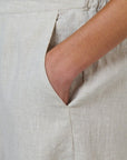 Tulip Cropped Linen Pant Sand