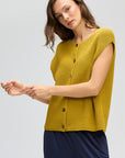 Ribbed Button Up Vest