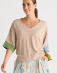Contrast Cuff Top Natural