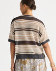 Stripe Lace Top Graphite