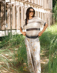 Stripe Lace Top Graphite
