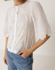 Boxy Shirt with Schiffli Embroidery