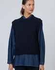 Cotton Knit Vest - Ink