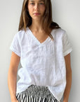 Ellie V Neck Top White