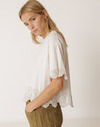 Boxy Embroidered Tee Ecru