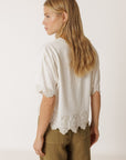 Boxy Embroidered Tee Ecru