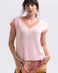 Stripe Trim Top Blush