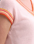 Stripe Trim Top Blush