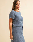 Waves Pleat Knit Top Pool