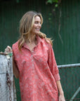 Bella Floral Shirtdress Coral