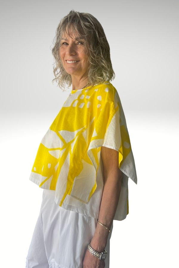 Bold Print Top Yellow