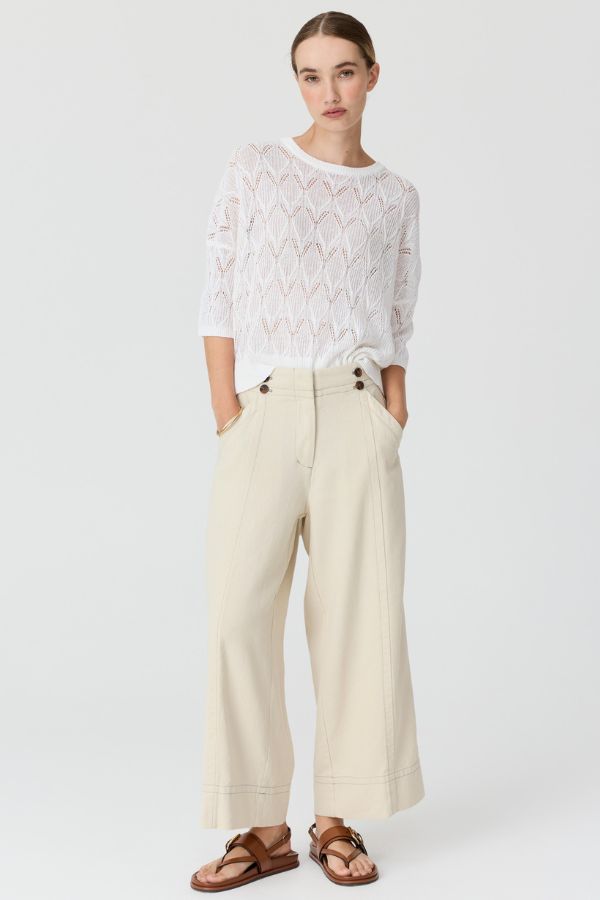 Rosin Pointelle Tee White