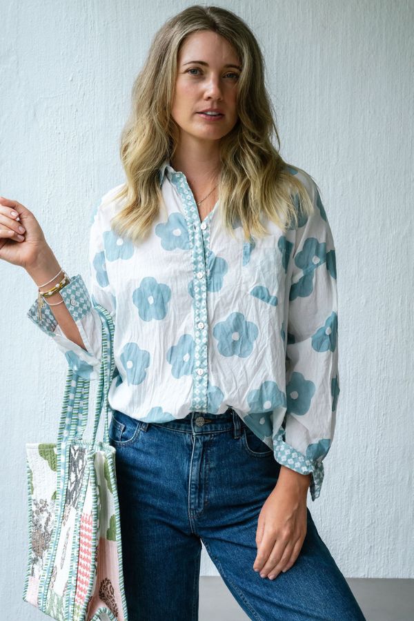 Poppy Flower Shirt Chambray