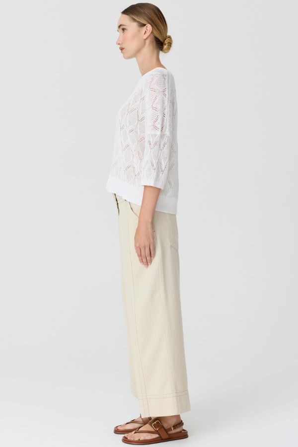 Rosin Pointelle Tee White