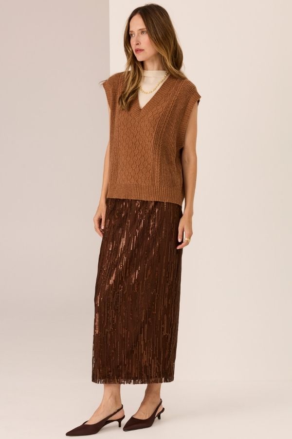 Loren Cable Vest Toffee