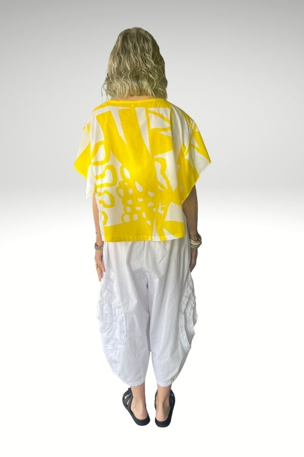 Bold Print Top Yellow