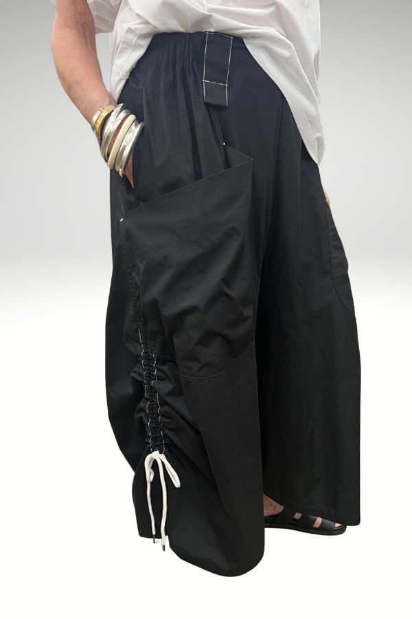 Tie Gather Pant Black