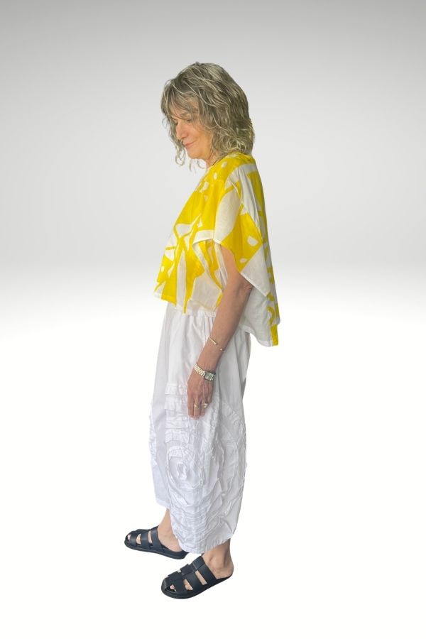 Bold Print Top Yellow