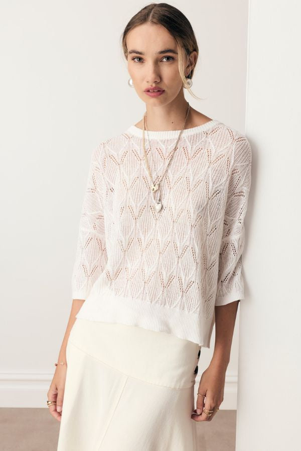 Rosin Pointelle Tee White