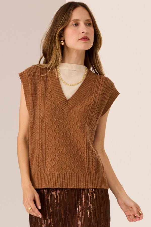 Loren Cable Vest Toffee