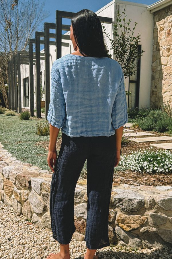 Box Top w Sleeve Sky Blue