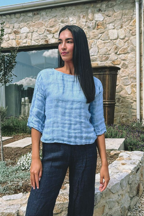 Box Top w Sleeve Sky Blue