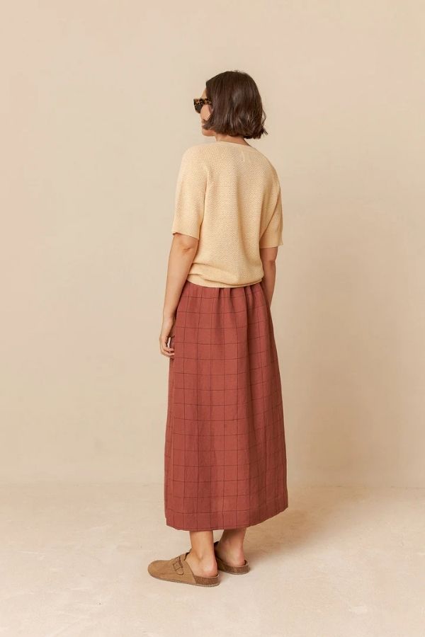 Windowpane Check Skirt