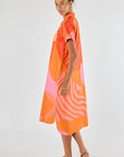 Papillon Button Dress Orange