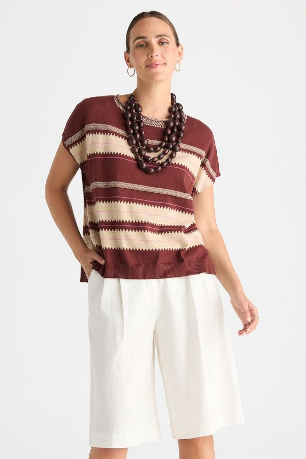 Zig Detail Top Sangria