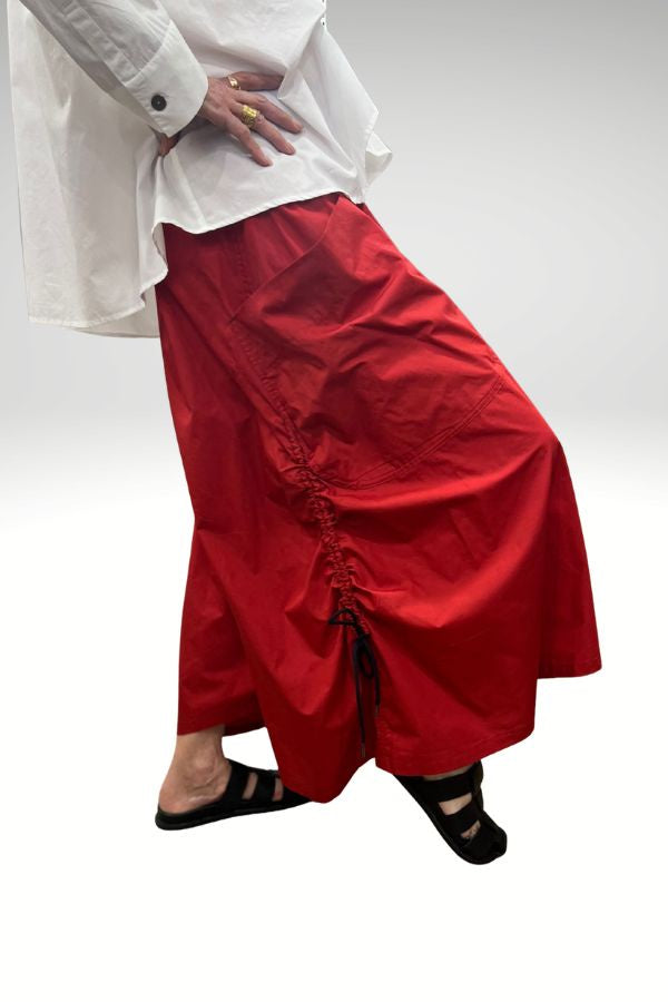 Tie Gather Pant Red