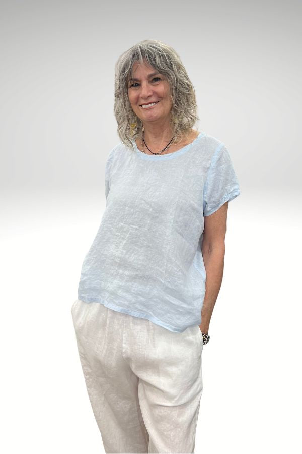 Ellie Round Neck Top Soft Blue